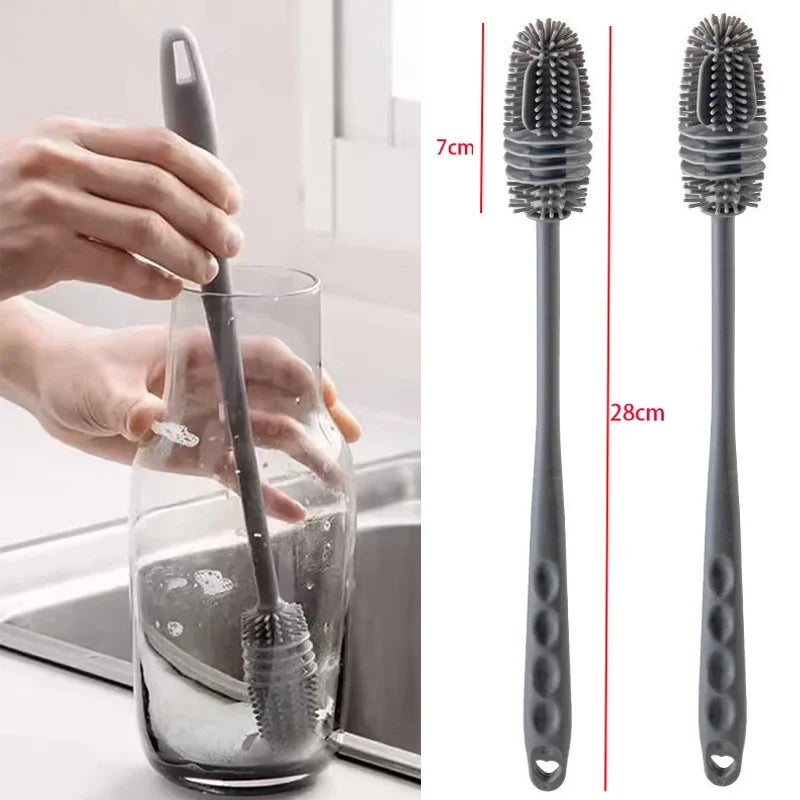Long Handle Kitchen Cleaning Brush Multi-Purpose for Glass Milk Tea Bottle Cup Scrubber No-Electricity