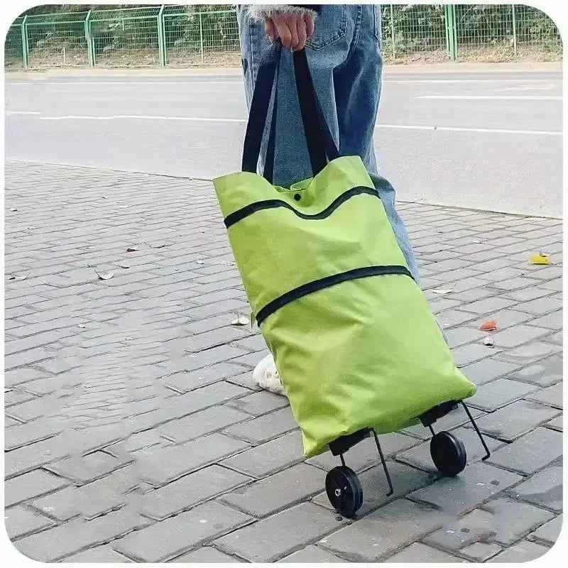 Foldable Portable Shopping Cart with Wheels | Lightweight Backpack-Style Hand Cart for Home Use