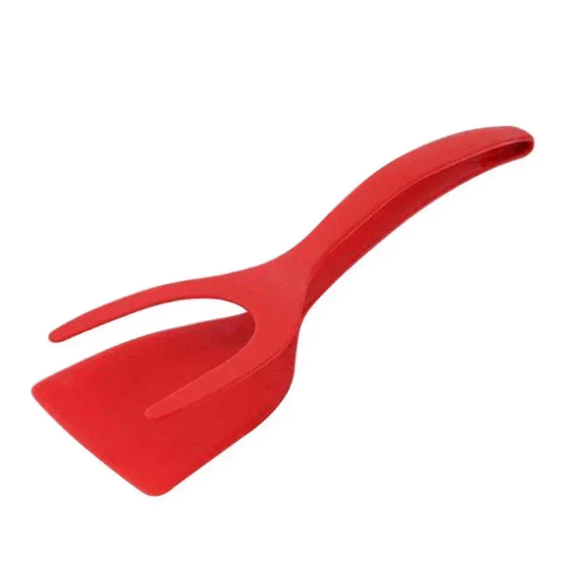 2 in 1 Nylon Grip Flip Tongs Egg Spatula Tongs Steak Spatula Tongs Clamp Pancake Fried Turners Kitchen