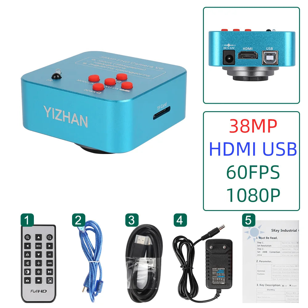 2K 4K Digital Industrial Electronic Video Microscope Camera 48MP 38MP Trinocular Cameras HDMI VGA