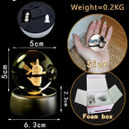Pokemon 5CM Crystal Ball Toy 3D LED Colorful Night Light Pikachu Charizard Gengar