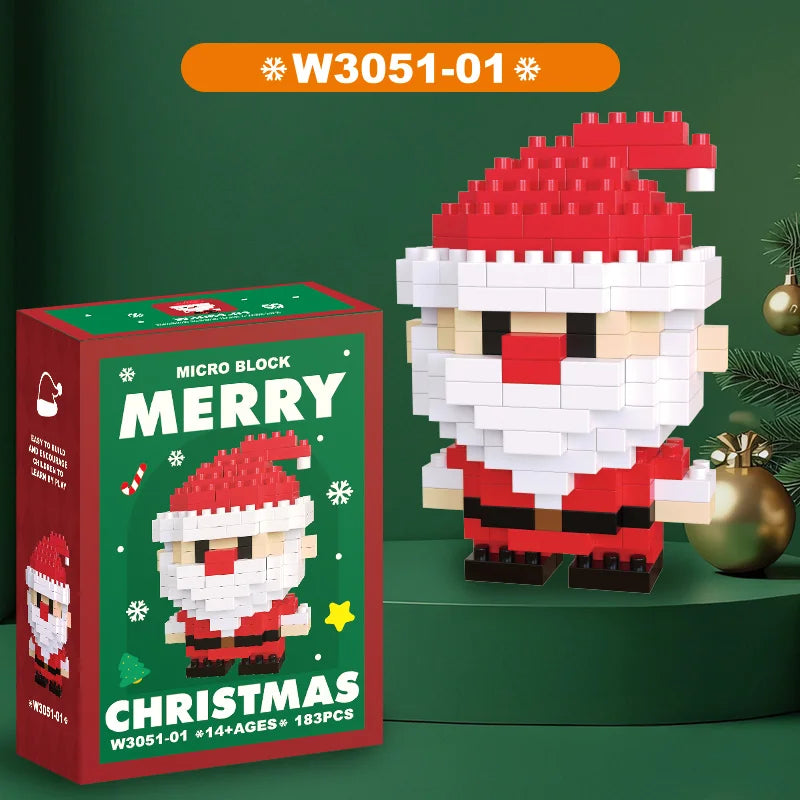 Christmas Gifts Building Block Series Santa Claus Reindeer Puzzle Assembly Bricks Table Decoration Toys