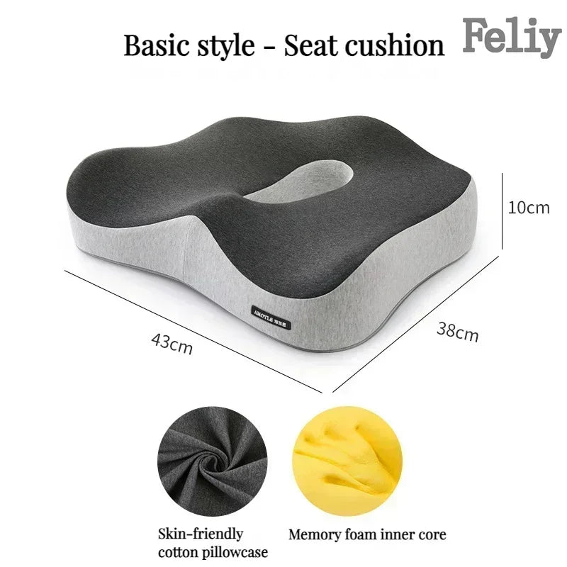Memory Foam Office Chair Cushion Car Seat Support Pads Buttocks Pillow Massage Hips Orthopedic