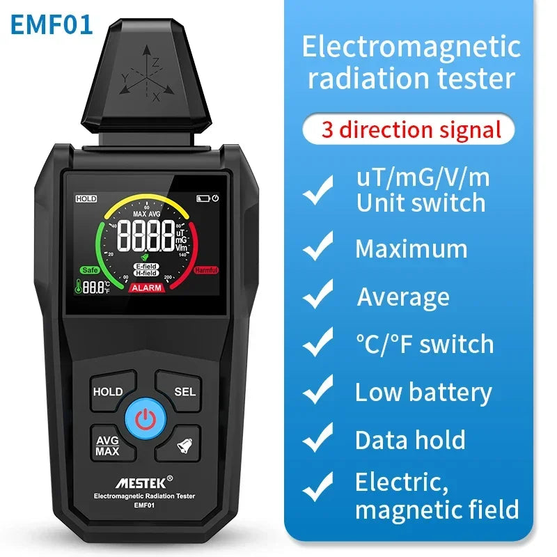 Mestek EMF Meter Geiger Detector Electromagnetic Radiation Detector Dosimeter Electric Magnetic