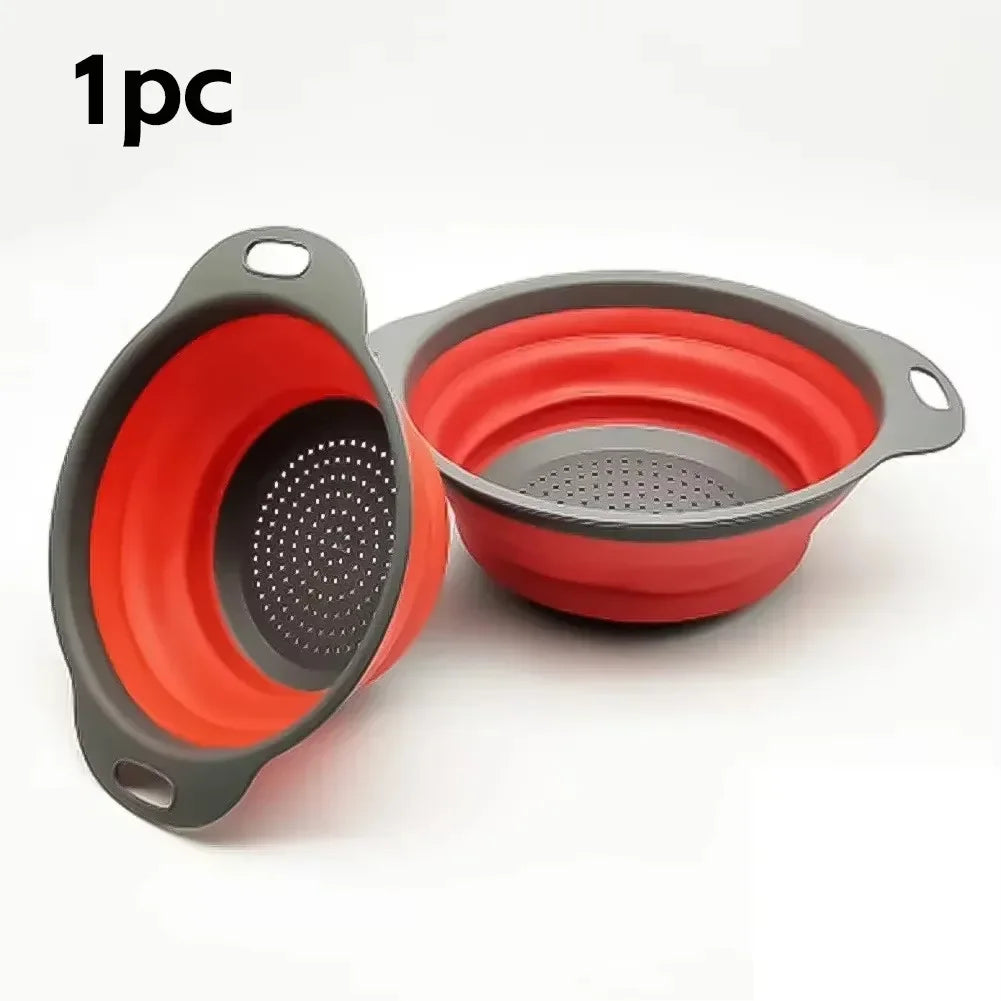 Silicone Folding Drain Basket Fruit Vegetable Washing Basket Foldable Strainer Colander Collapsible Drainer
