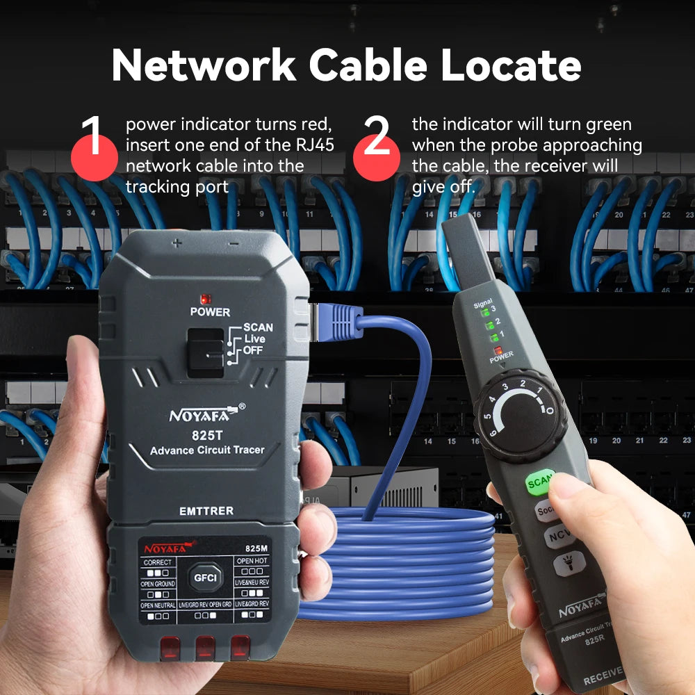 NOYAFA Network Cable Tester NF-825TMR Underground Cable Finder High & Low Voltage Cable