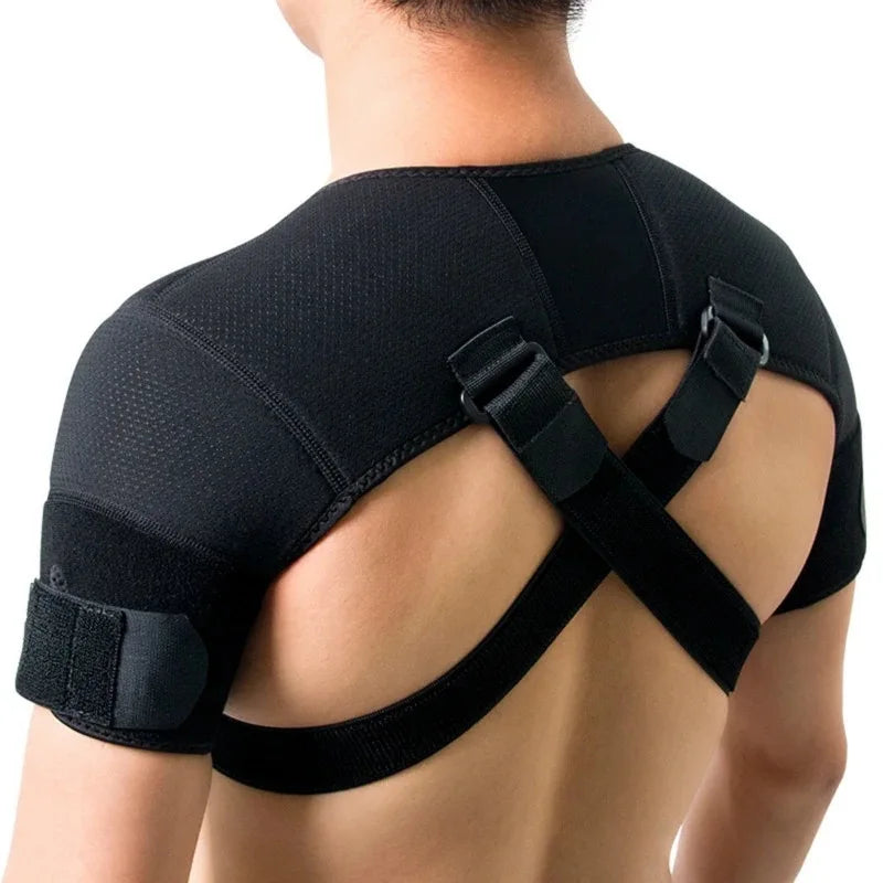 Adjustable Double Shoulder Brace Sports Shoulder Support Belt Back Pain Relief Double Bandage Cross