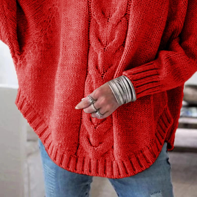 Vintage Inspired Cable Sweater  Women's Loose Fit High Neck Pullover  Fall  Winter Style Casual Everyday Autumn Wint
