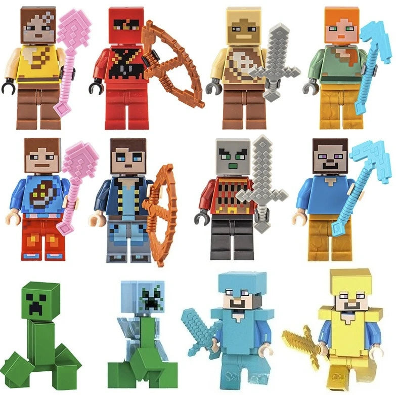 6 styles of Minecraft building block set, Renzai series, MC non repetitive DIY assembled toys, birthday gift figurines