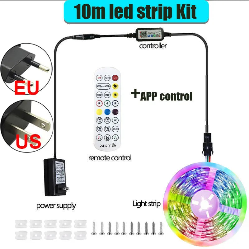 Outdoor Waterproof RGB-IC LED Strip Lights 24V Led Rope Lights Music Sync Color Changing Lights
