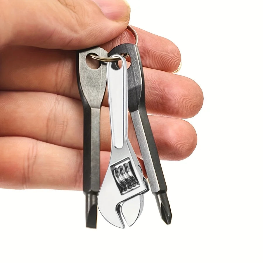 3-piece mini portable screwdriver set, multifunctional mini wrench keychain - suitable for bicycle