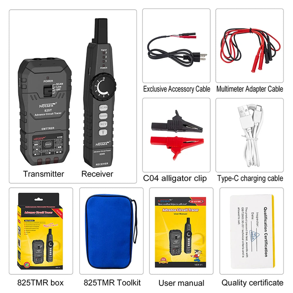 NOYAFA Network Cable Tester NF-825TMR Underground Cable Finder High & Low Voltage Cable