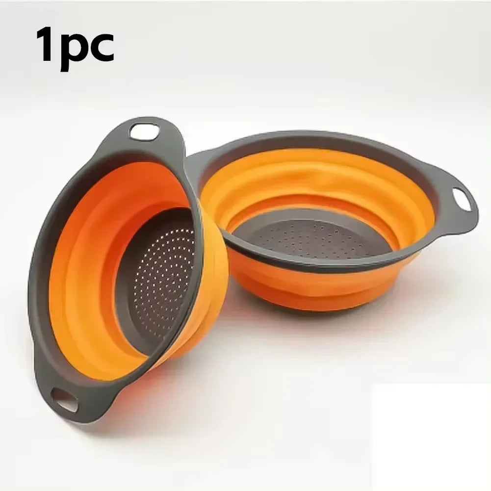 Silicone Folding Drain Basket Fruit Vegetable Washing Basket Foldable Strainer Colander Collapsible Drainer