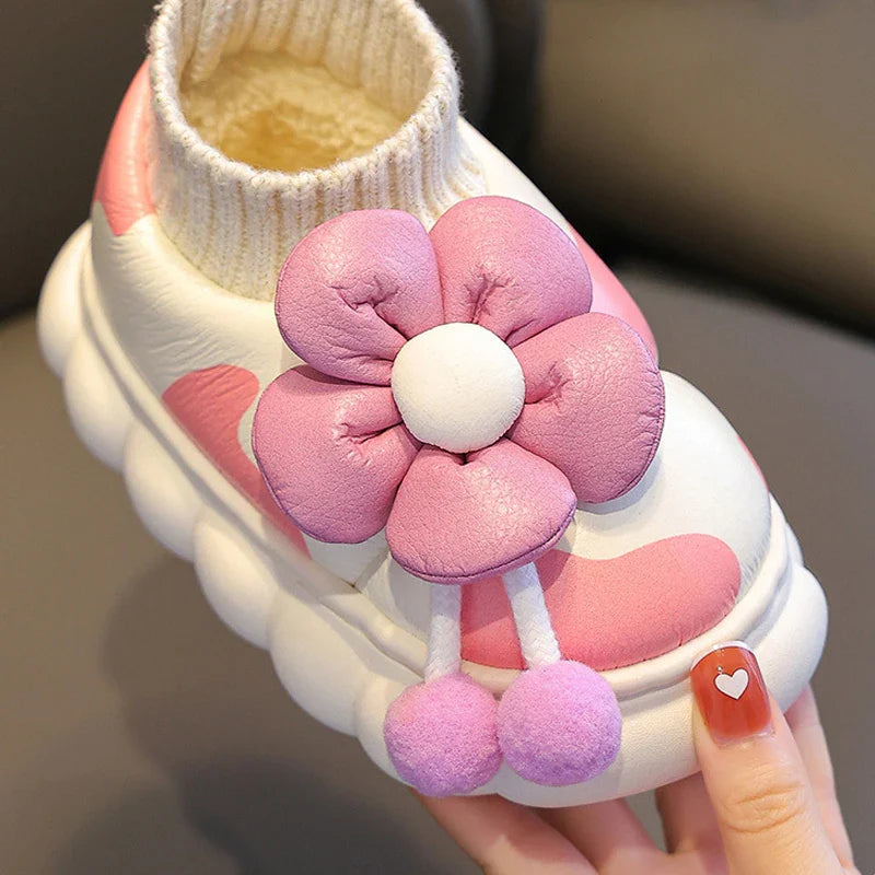 Children's Sneakers Girls Fashion Non-slip Snow Boots Kids Casual Family Shoes House Shoes Plus Cashmere Warm Boots for Kids
