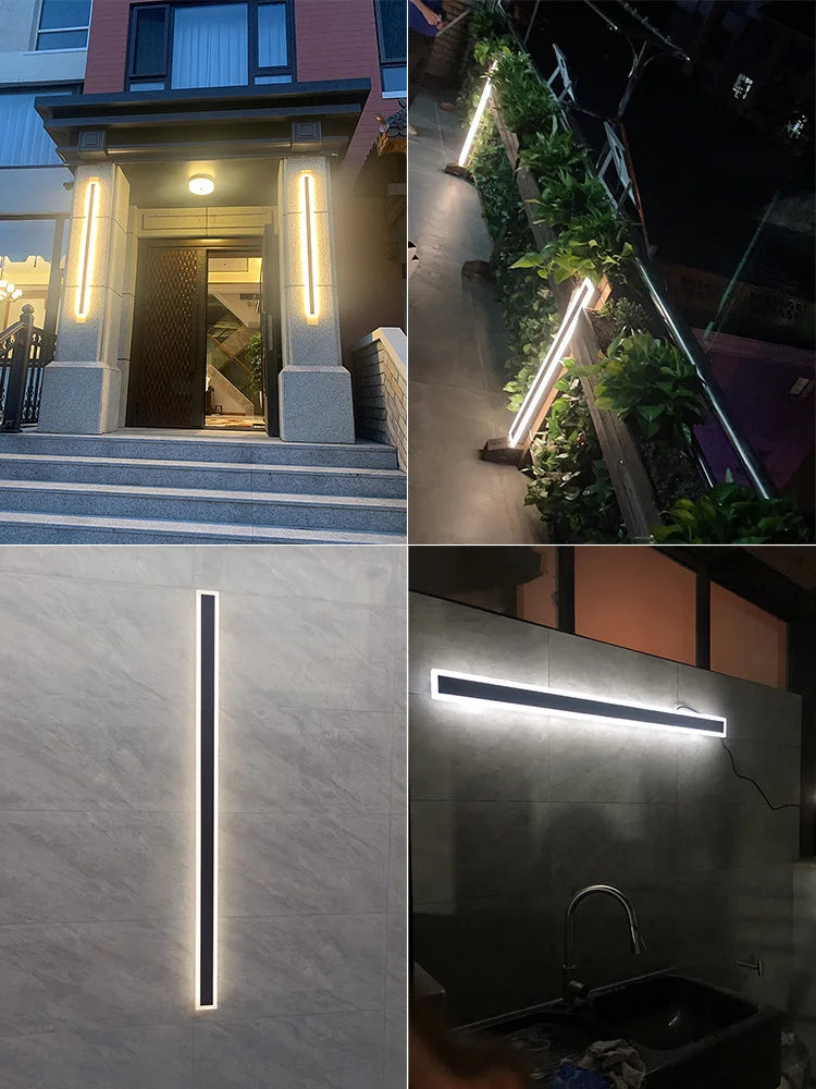 Modern Waterproof outdoor Long Strip LED wall lamps IP65 Aluminum Wall Light Garden porch Sconce
