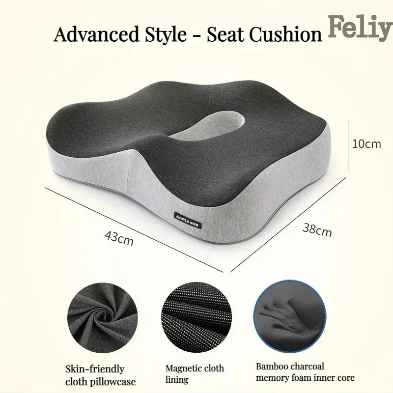 Memory Foam Office Chair Cushion Car Seat Support Pads Buttocks Pillow Massage Hips Orthopedic