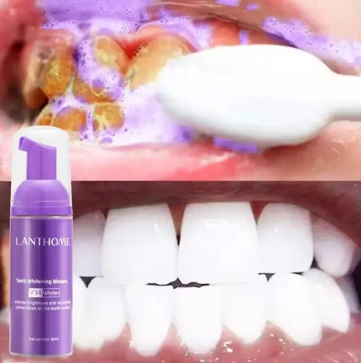 V34 Purple Teeth Whitening Toothpaste Remove Plaque Stains Cleaning Oral Hygiene Dental Bleach