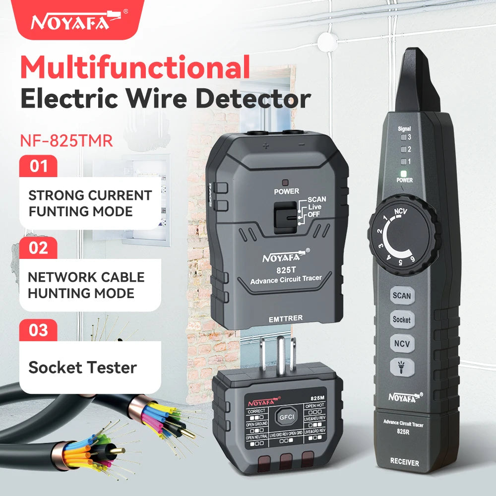 NOYAFA Network Cable Tester NF-825TMR Underground Cable Finder High & Low Voltage Cable
