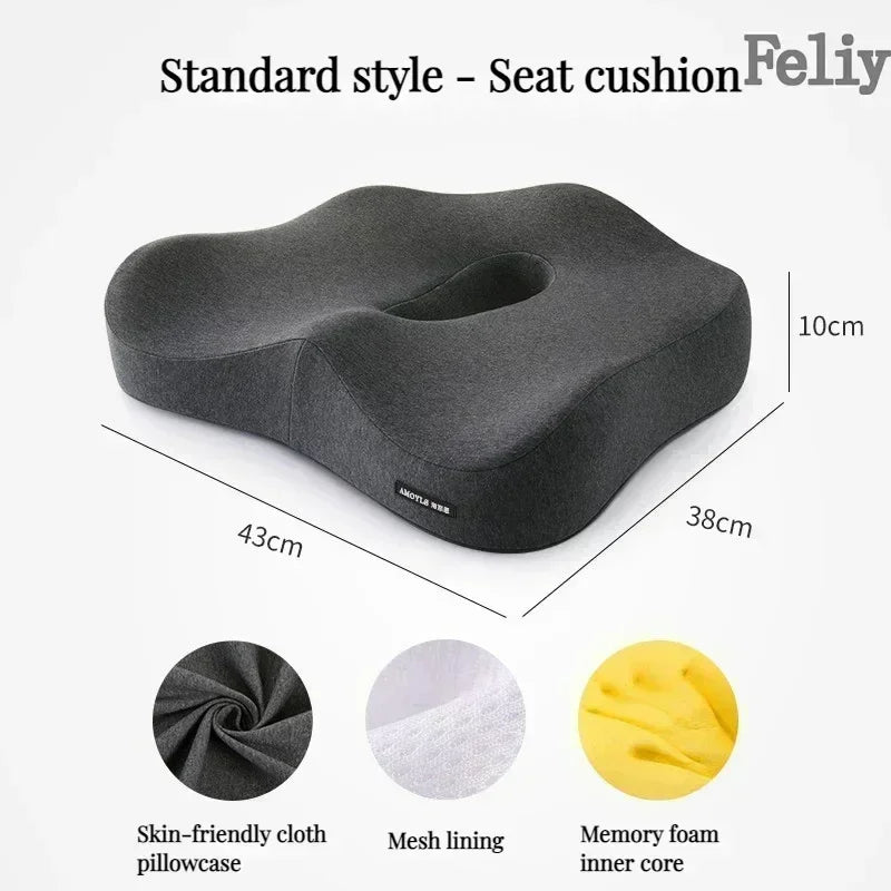 Memory Foam Office Chair Cushion Car Seat Support Pads Buttocks Pillow Massage Hips Orthopedic