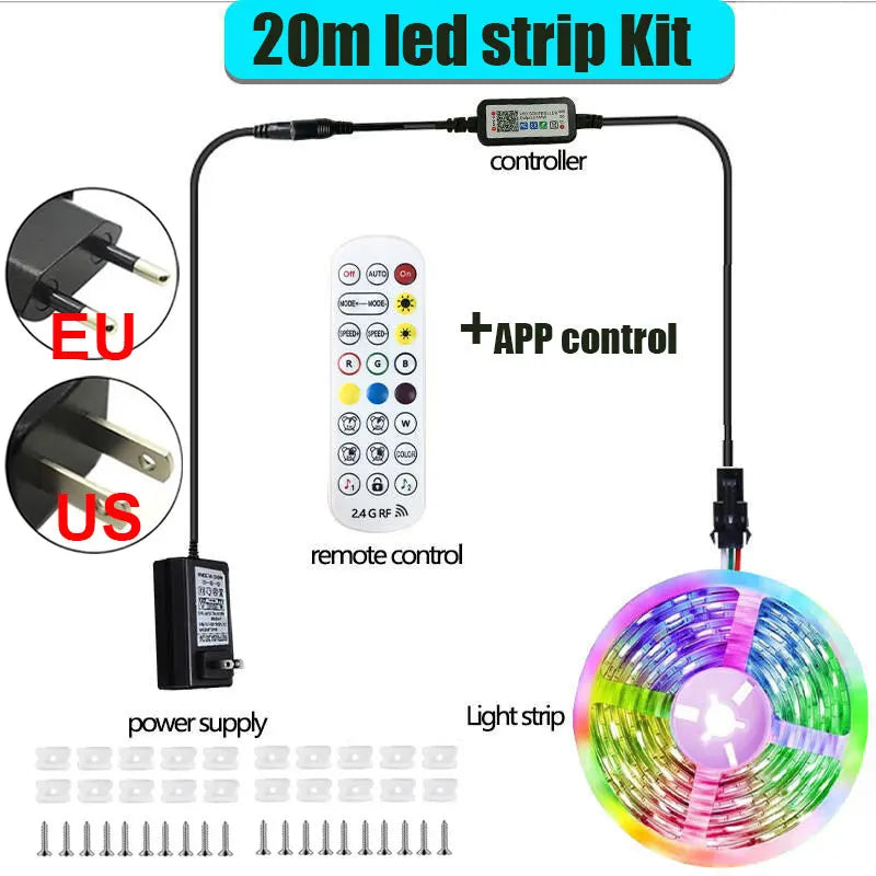 Outdoor Waterproof RGB-IC LED Strip Lights 24V Led Rope Lights Music Sync Color Changing Lights