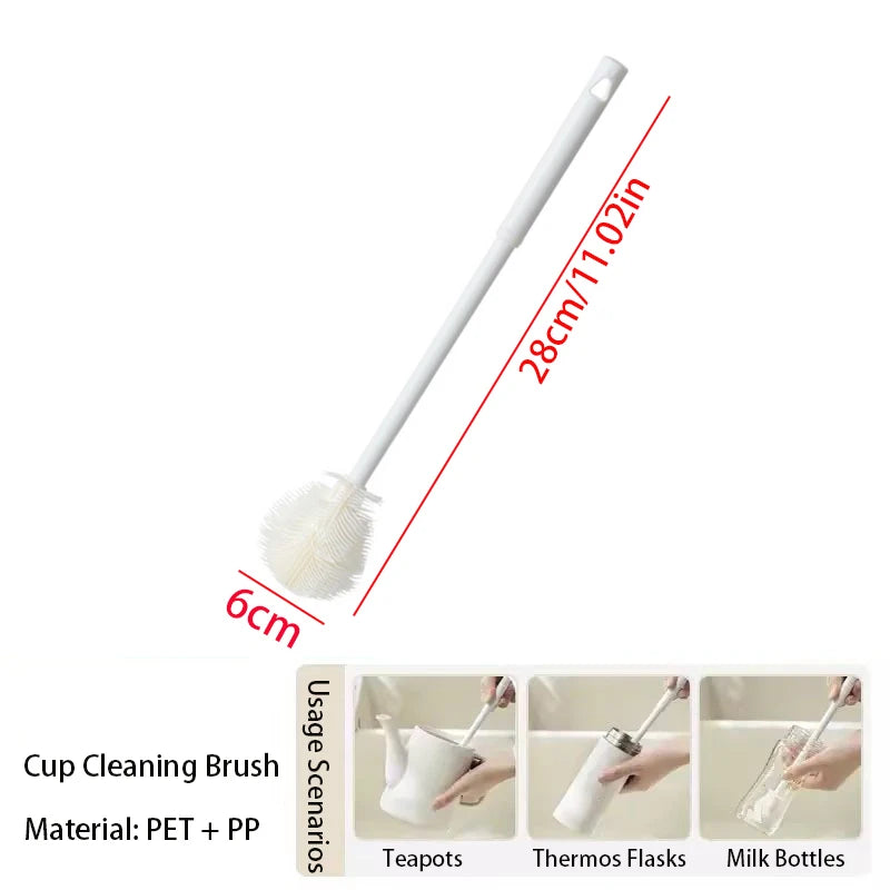 Long Handle Kitchen Cleaning Brush Multi-Purpose for Glass Milk Tea Bottle Cup Scrubber No-Electricity