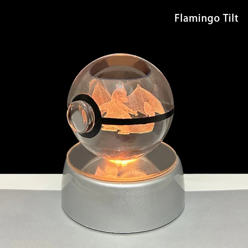 Pokemon 5CM Crystal Ball Toy 3D LED Colorful Night Light Pikachu Charizard Gengar