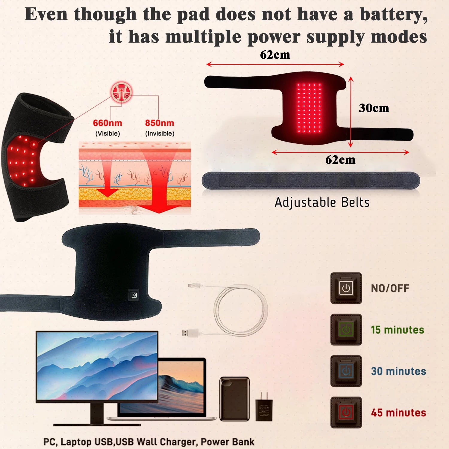 Red Light Therapy Pad Knee LED Infrared mat Lamp for Shoulder Relax Pain Relieve Health Care Portable