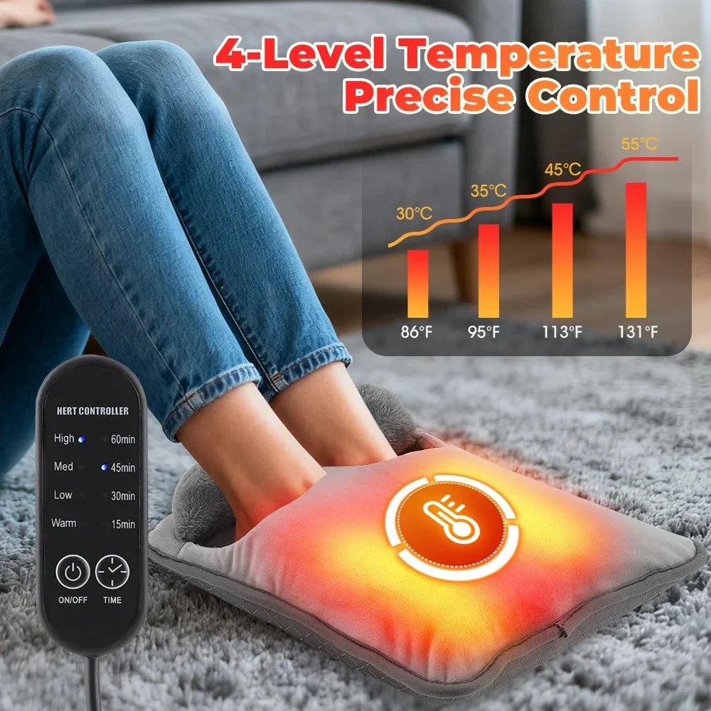 Electric Foot Heating Pad Soft Plush Foot Warmer Heater Household Foot Warming Mat