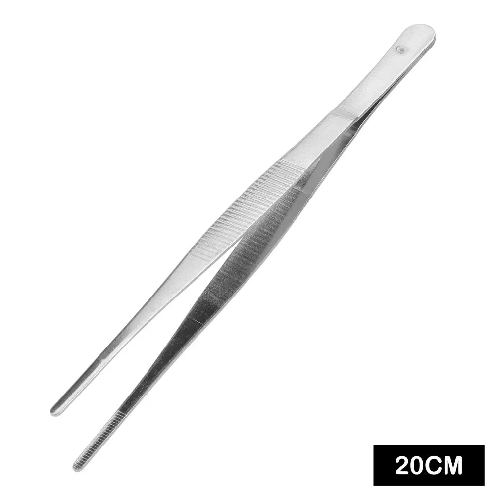 20CM/30CM Toothed Tweezer Straight Tweezer Long Barbecue Food Tong Stainless Steel Home Garden