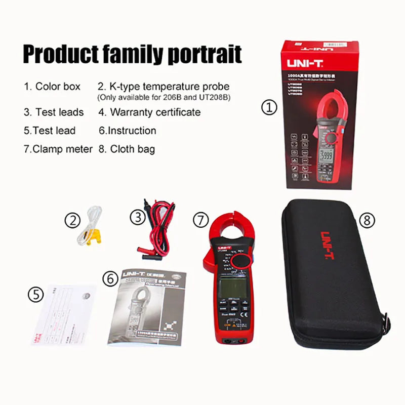 UNI-T Clamp Meter UT207B UT208B AC DC Amperometric Clamp Digital Multimeter Ammeter Pliers Inrush