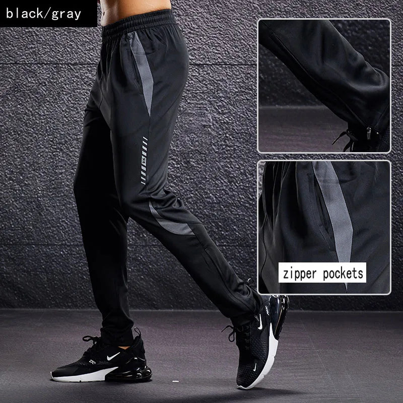 Men Sport Pants Running Pants With Zipper Pockets Soccer Training Jogging Sports Trousers Fitness