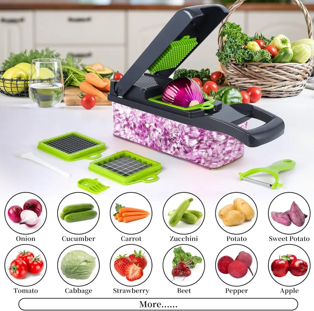 16/25 in 1 Multifunctional Vegetable Chopper Handle Food Grate Food Chopper Vegetable Slicer Dicer