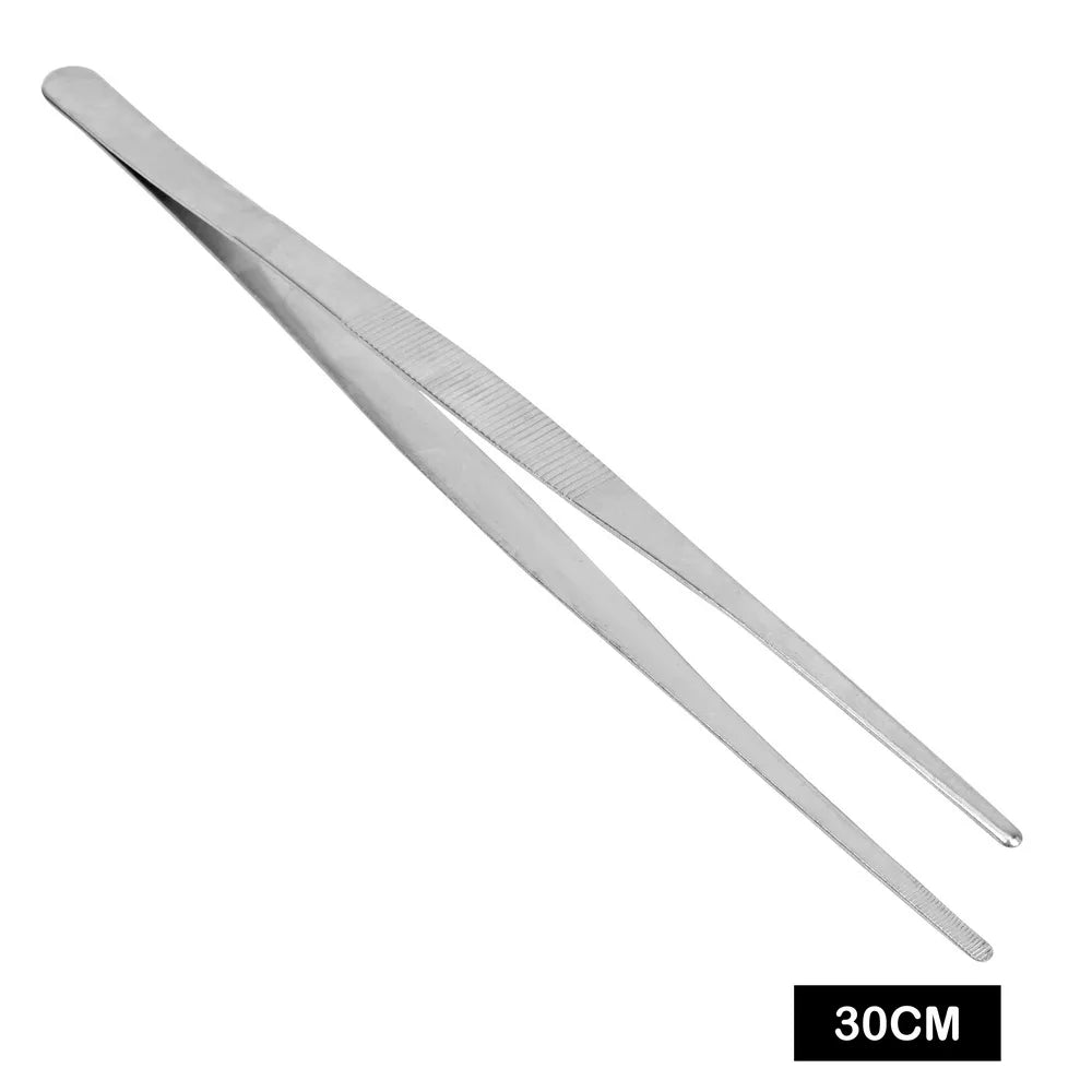 20CM/30CM Toothed Tweezer Straight Tweezer Long Barbecue Food Tong Stainless Steel Home Garden