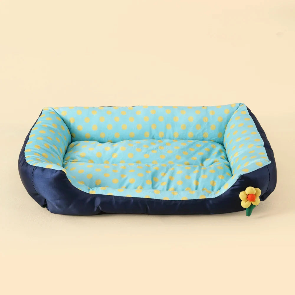 Square Large Dog Bed All Season Flower Soft Small Sofa Kennel for Puppy Mattress Spot Medium Pet Bed