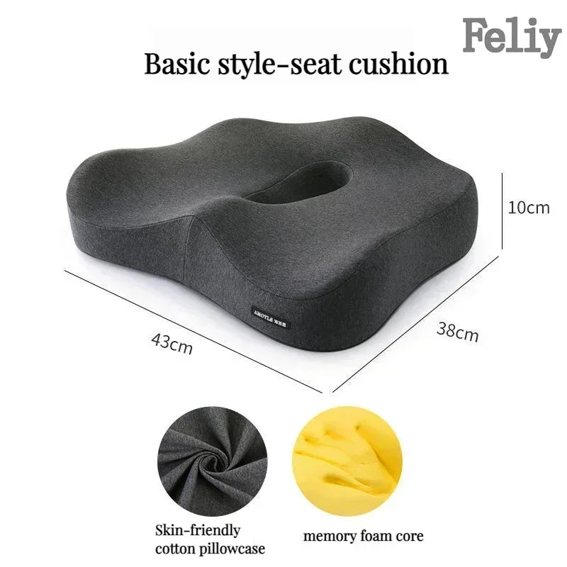Memory Foam Office Chair Cushion Car Seat Support Pads Buttocks Pillow Massage Hips Orthopedic