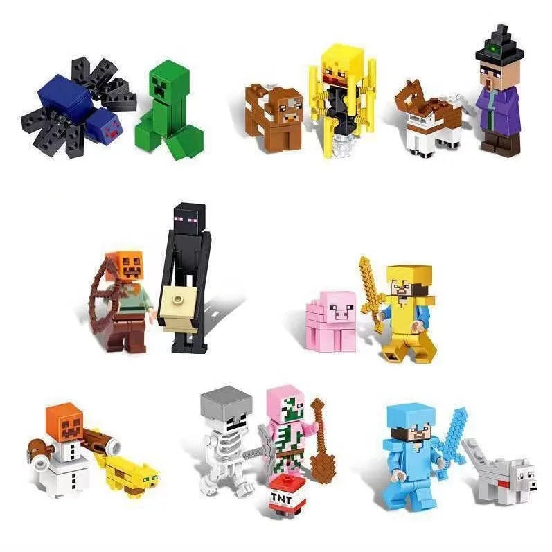 6 styles of Minecraft building block set, Renzai series, MC non repetitive DIY assembled toys, birthday gift figurines