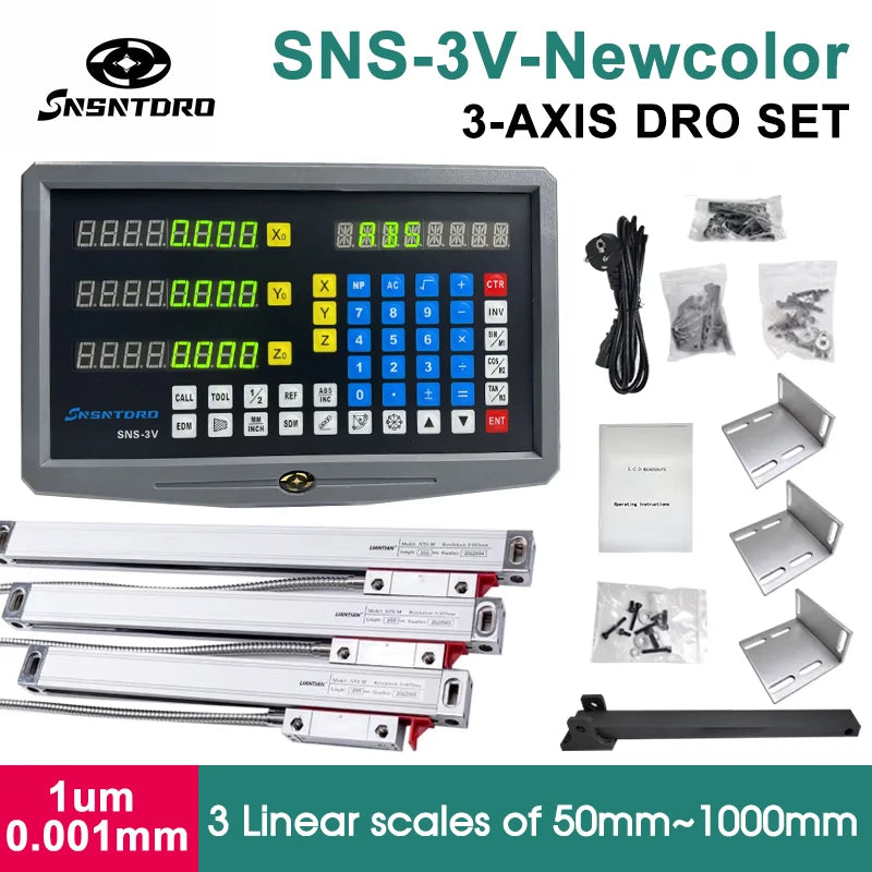 New Colour Panel SNS-2V/3V Set Display AC90-260V & 50-1000mm Linear Glass Scale Encoder Grating