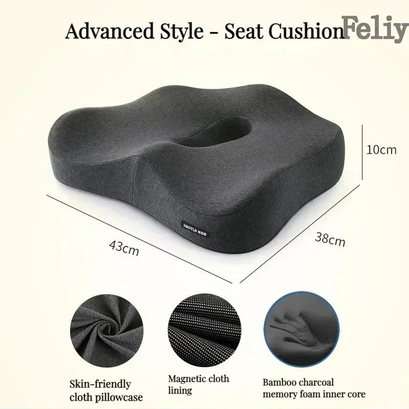 Memory Foam Office Chair Cushion Car Seat Support Pads Buttocks Pillow Massage Hips Orthopedic