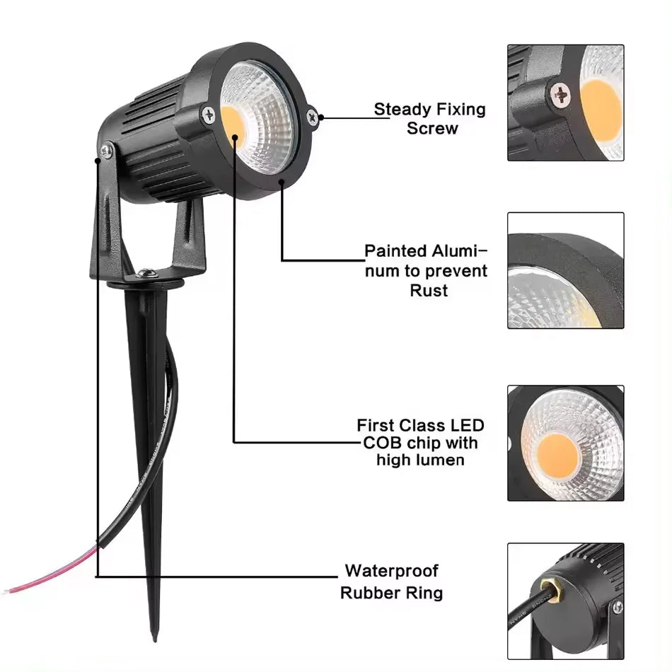 0.5-meter LED Garden Lawn Lamp Outdoor Waterprof IP65 Landscape Spike Bulb 5W 10W 15W COB