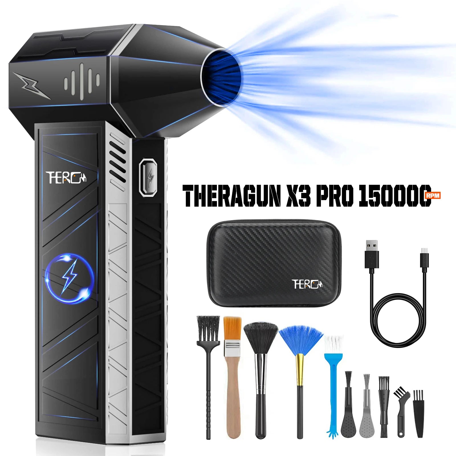 THERAGUN X3PRO Mini Handheld Turbo Jet Fan-150000RPM Powerful Compressed air Duster for Car