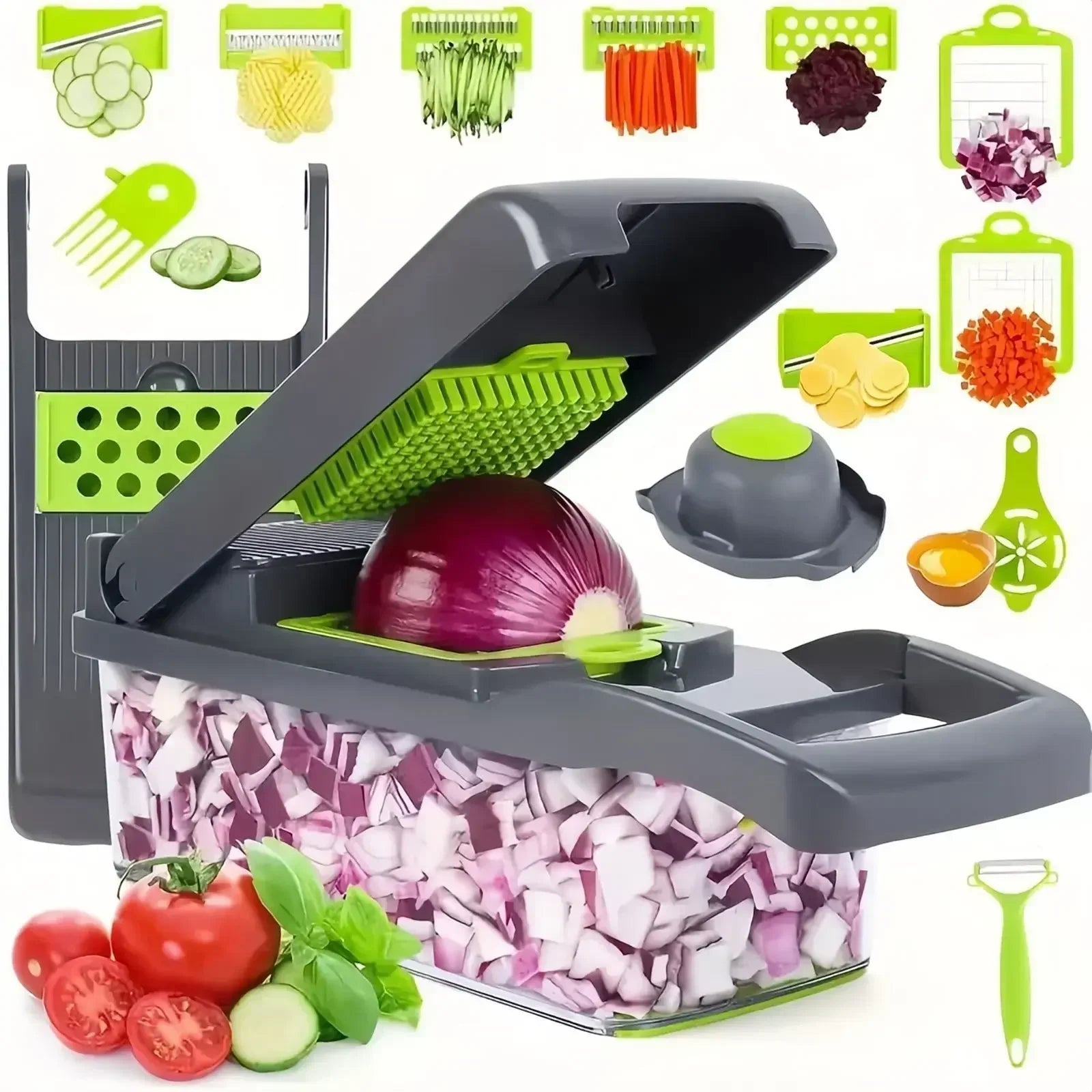 16/25 in 1 Multifunctional Vegetable Chopper Handle Food Grate Food Chopper Vegetable Slicer Dicer