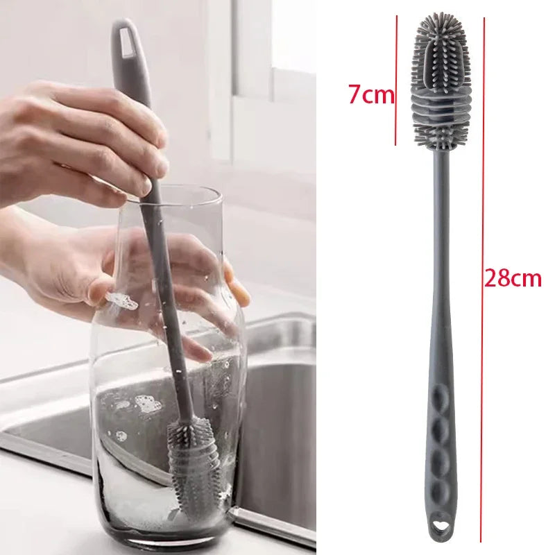 Long Handle Kitchen Cleaning Brush Multi-Purpose for Glass Milk Tea Bottle Cup Scrubber No-Electricity