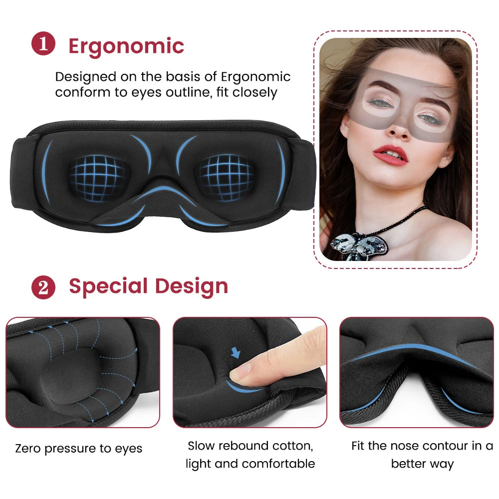 3D Sleep Mask Blindfold Sleeping Aid Eyepatch Eye Cover Sleep Patches Eyeshade Breathable