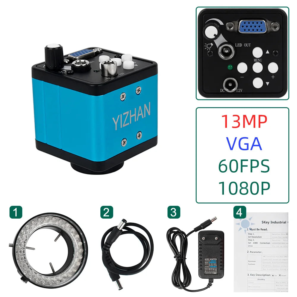 2K 4K Digital Industrial Electronic Video Microscope Camera 48MP 38MP Trinocular Cameras HDMI VGA