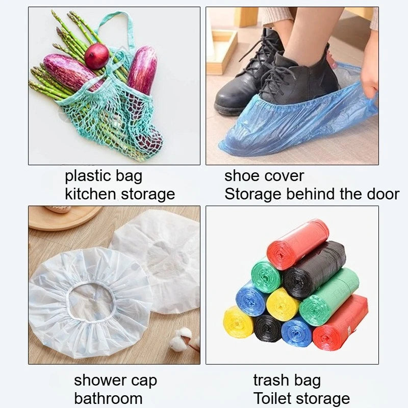 1pc Space-saving Mesh Hanging Plastic Bag Storage Box - Foldable and Breathable Kitchen Grocery Bag