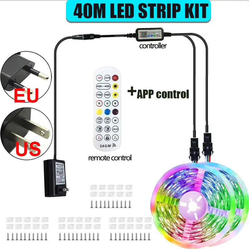 Outdoor Waterproof RGB-IC LED Strip Lights 24V Led Rope Lights Music Sync Color Changing Lights