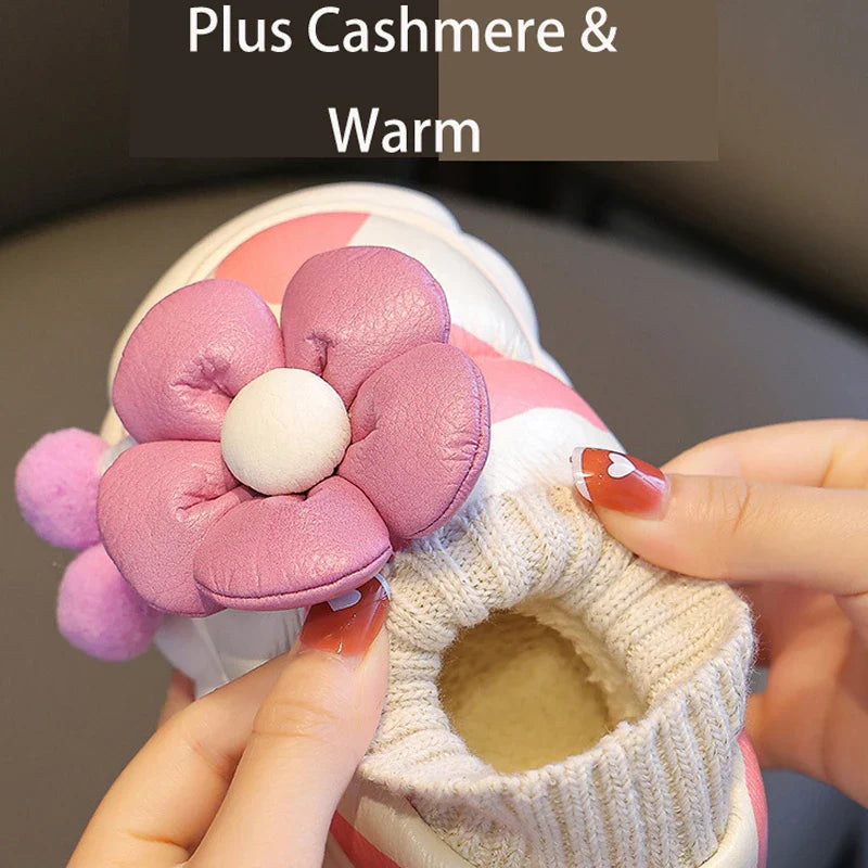 Children's Sneakers Girls Fashion Non-slip Snow Boots Kids Casual Family Shoes House Shoes Plus Cashmere Warm Boots for Kids