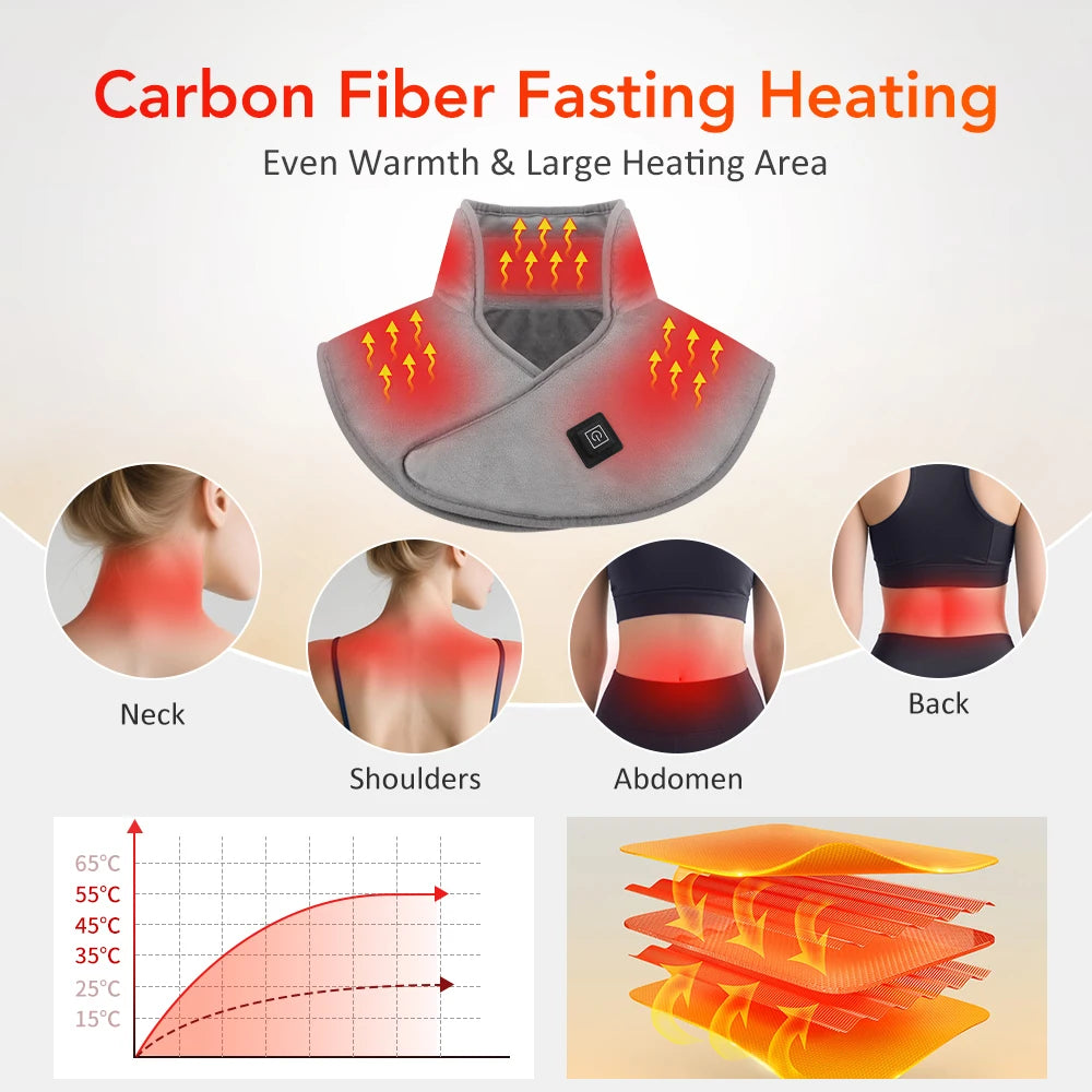 Electric Heating Shoulder Neck Pad Cervical Wrap 3 Gears Thermal Compress Shawl Household