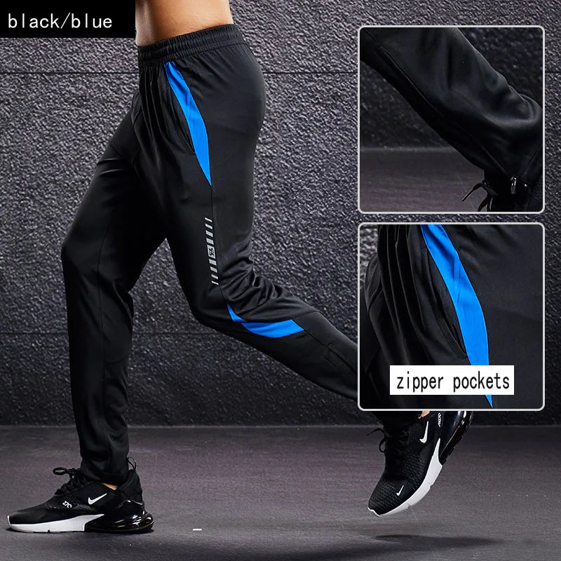 Men Sport Pants Running Pants With Zipper Pockets Soccer Training Jogging Sports Trousers Fitness
