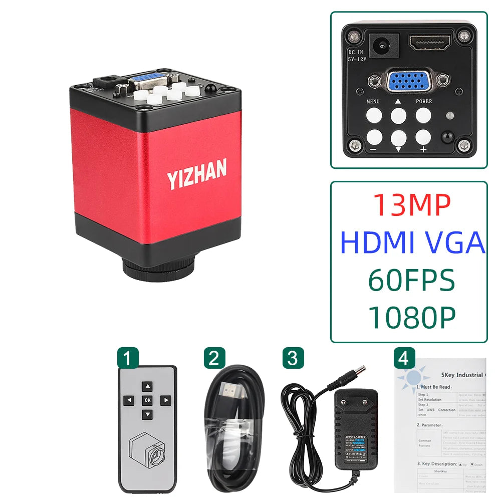 2K 4K Digital Industrial Electronic Video Microscope Camera 48MP 38MP Trinocular Cameras HDMI VGA